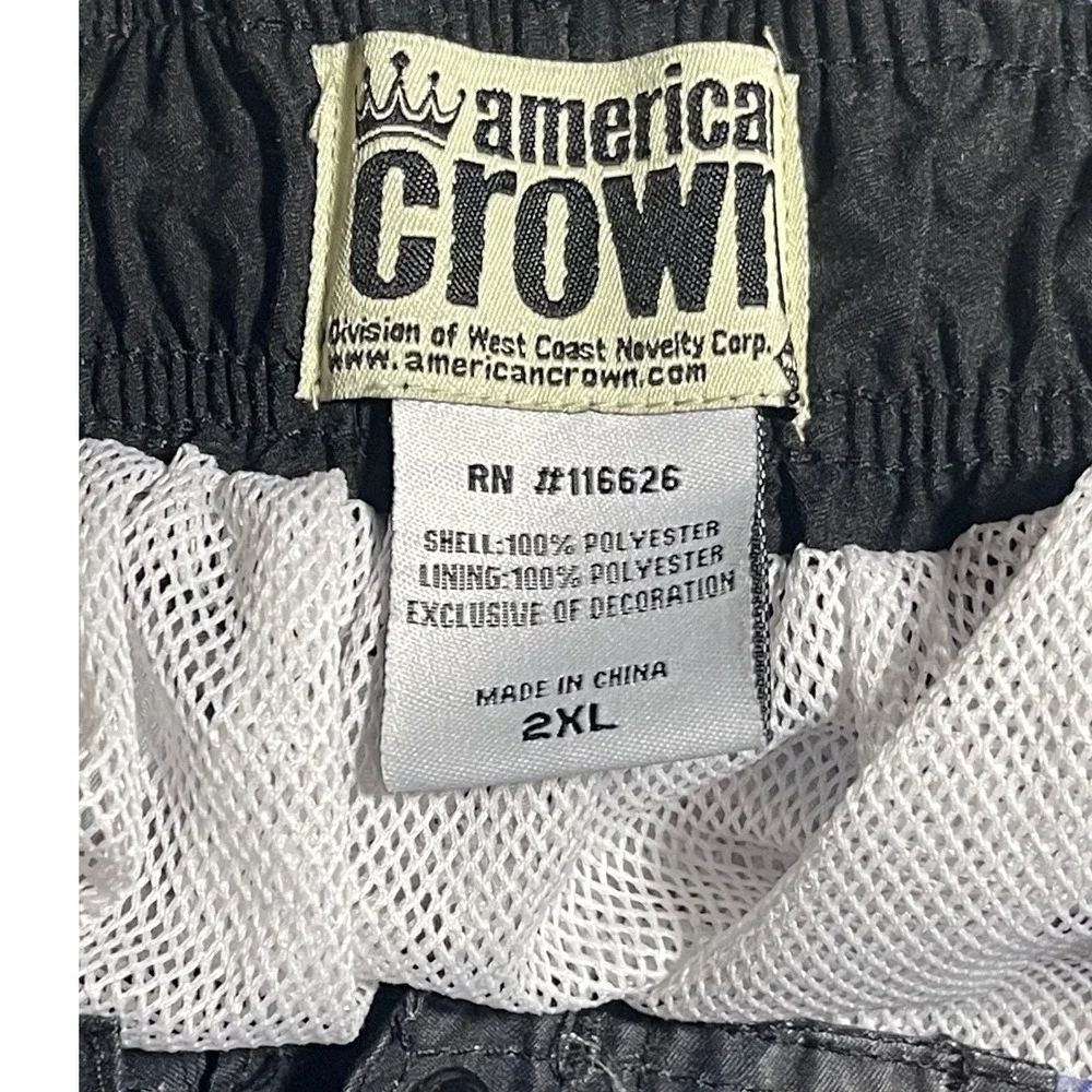 American Crown Mens Wisconsin Tropical Sunset Board Shorts Black 2XL Swim Trunks